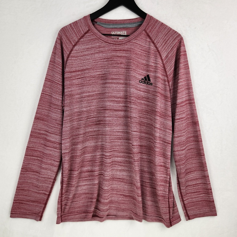 Adidas Ultimate Tee Mens XL Red Long Sleeve Climalite Performance Shirt Gym